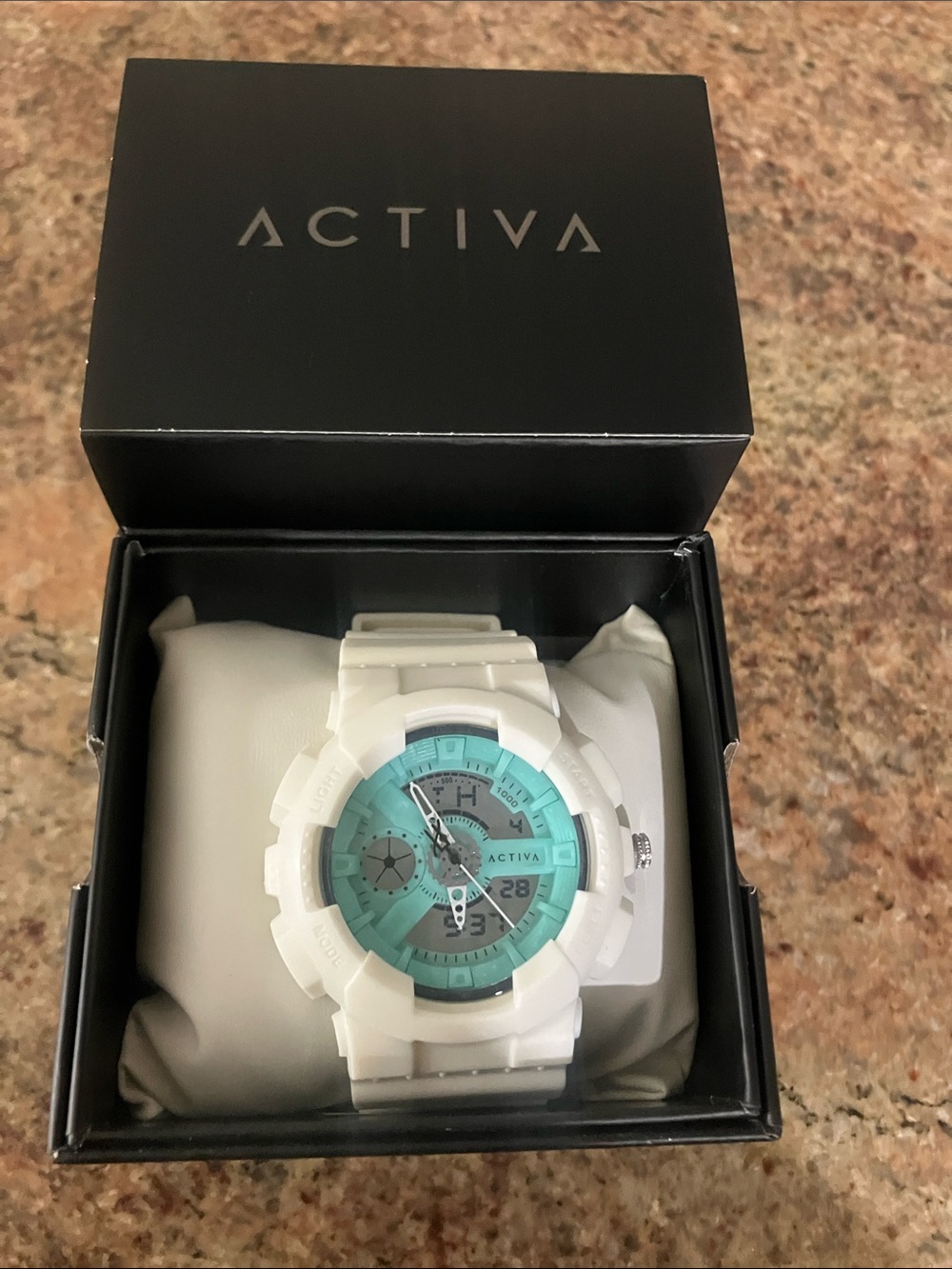 Ativa White and Turquoise Dual-Display Sport Watch